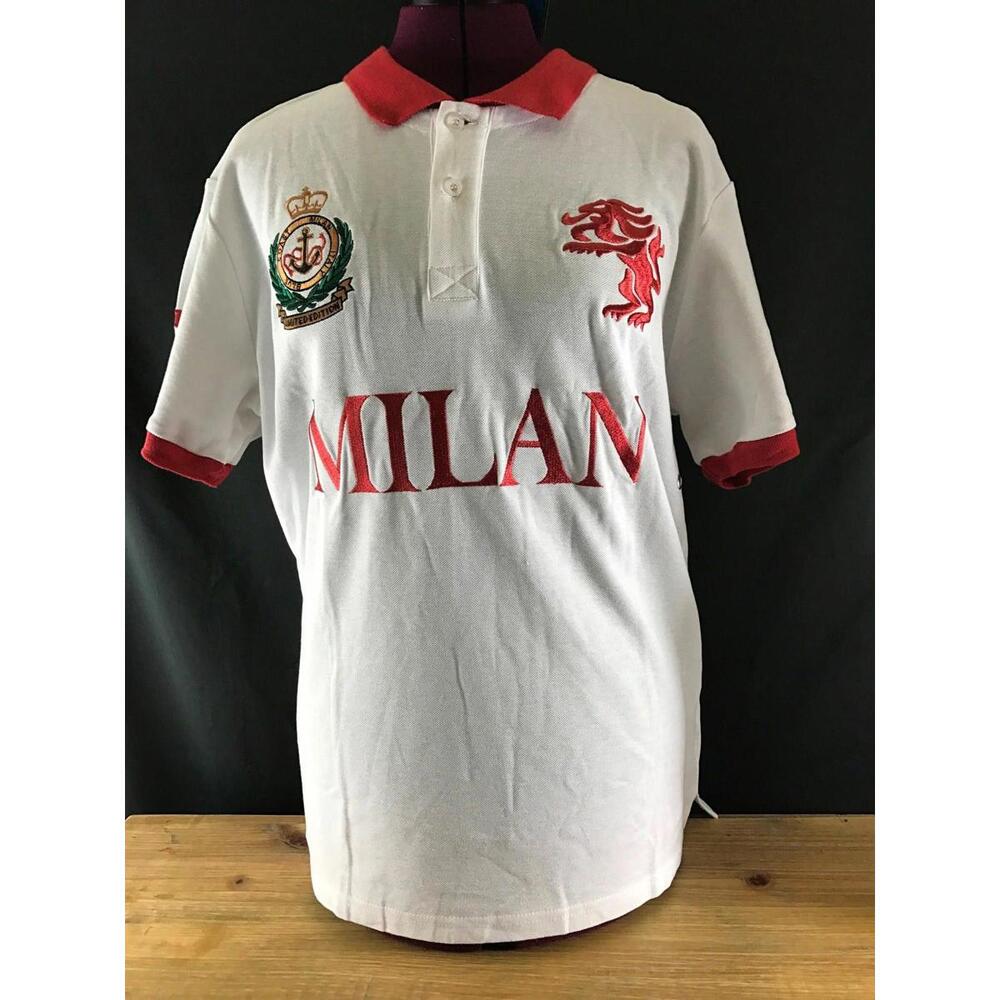 NWT American Ranger MILAN ITALY Soccer RUGBY Polo Shirt RED/WHITE World Cup #6